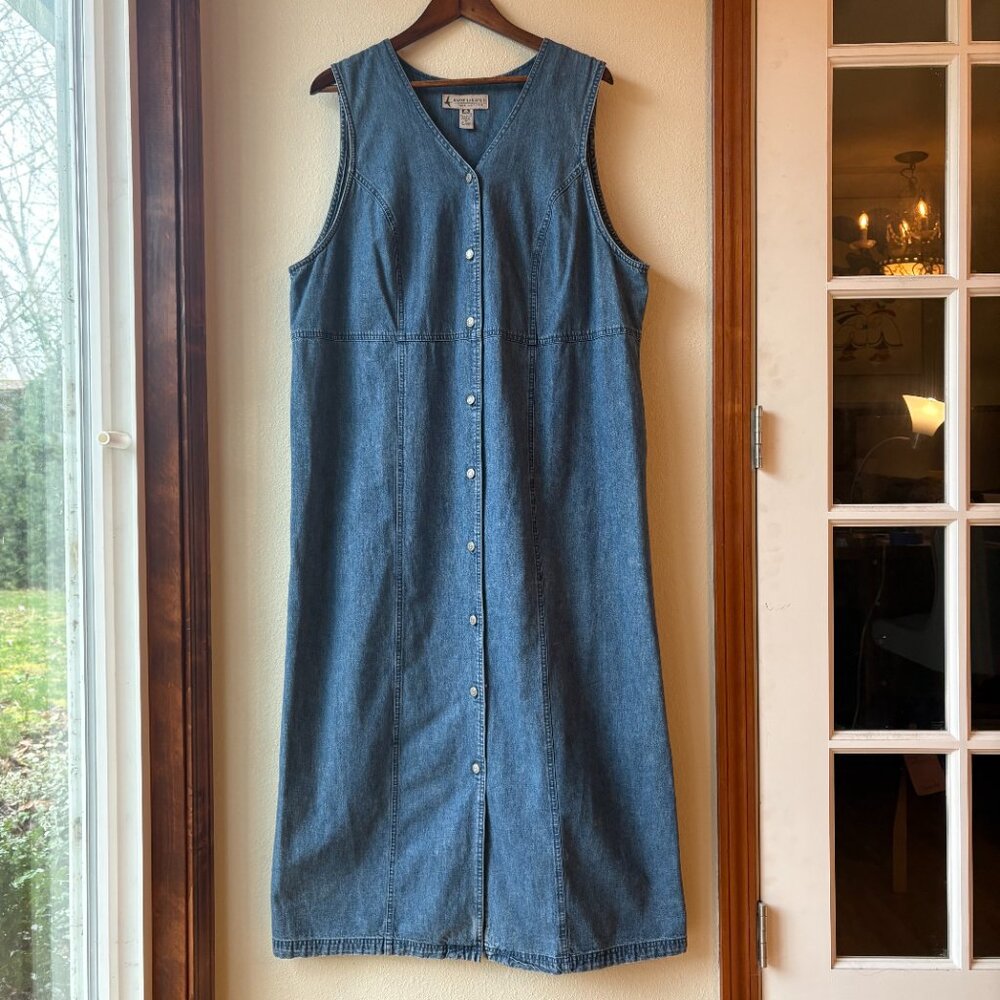 Marsh Landing Classic Blue Denim Maxi Dress with Front Snaps